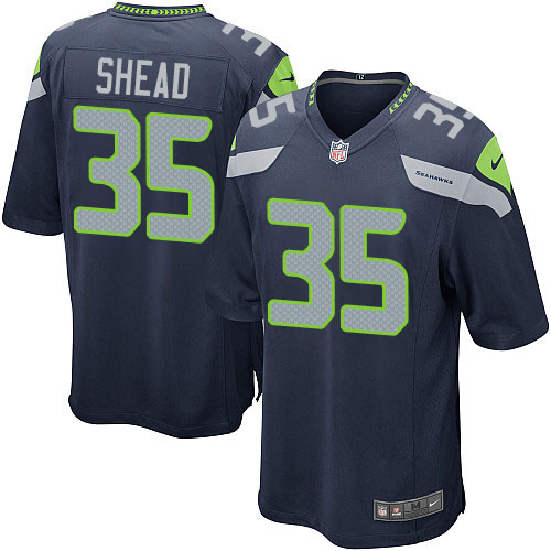 Men's Game DeShawn Shead Nike Jersey Navy Blue Home - #35 NFL Seattle Seahawks